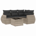 vidaXL Set canapele de grădină cu perne, 5 piese gri deschis poliratan