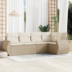 vidaXL Set canapele de grădină cu perne, 5 piese, bej, poliratan vidaXL Set canapele de grădină cu perne, 5 piese, bej, poliratan