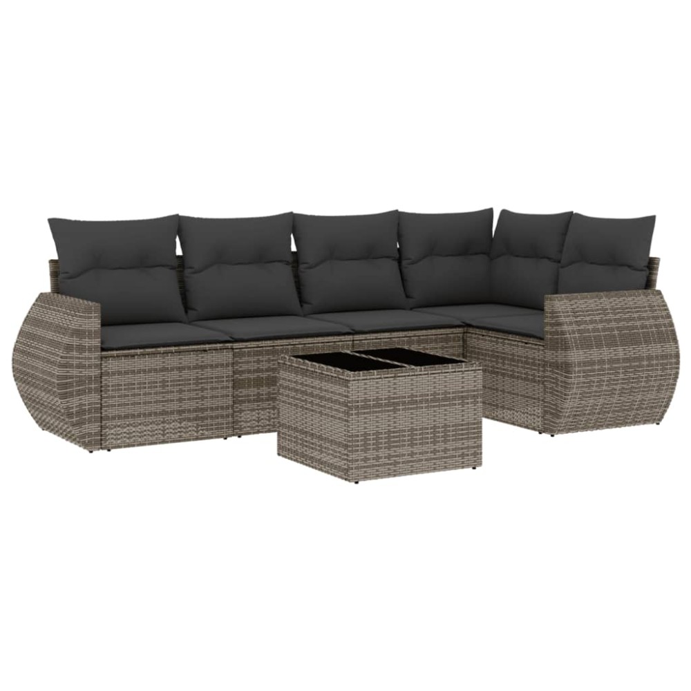 vidaXL Set mobilier grădină cu perne, 6 piese, gri, poliratan