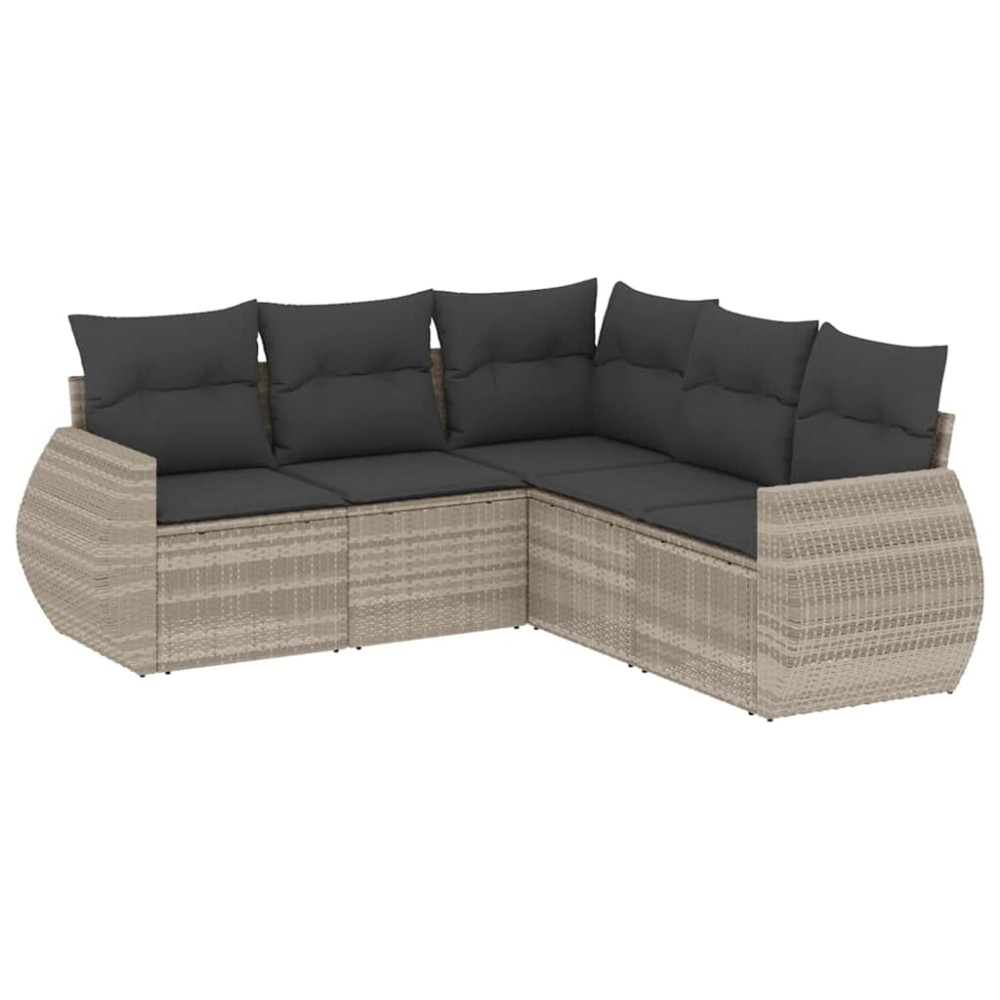 vidaXL Set canapele de grădină cu perne, 5 piese gri deschis poliratan