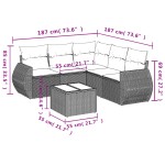 vidaXL Set mobilier grădină cu perne, 6 piese, gri, poliratan