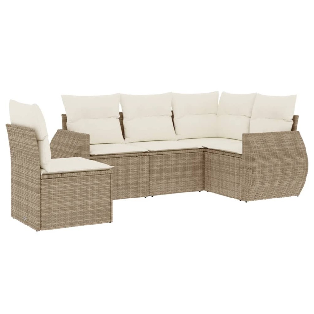 vidaXL Set canapele de grădină cu perne, 5 piese, bej, poliratan