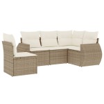 vidaXL Set canapele de grădină cu perne, 5 piese, bej, poliratan vidaXL Set canapele de grădină cu perne, 5 piese, bej, poliratan