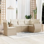 vidaXL Set canapele de grădină cu perne, 5 piese, bej, poliratan vidaXL Set canapele de grădină cu perne, 5 piese, bej, poliratan