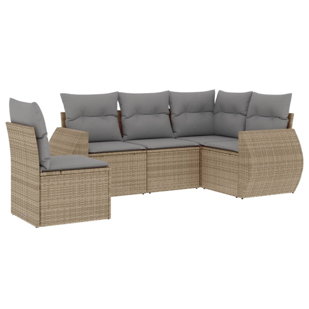 vidaXL Set canapele de grădină cu perne, 5 piese, bej, poliratan