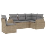 vidaXL Set canapele de grădină cu perne, 5 piese, bej, poliratan