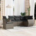 vidaXL Set canapea de grădină cu perne, 5 piese, gri, poliratan vidaXL Set canapea de grădină cu perne, 5 piese, gri, poliratan