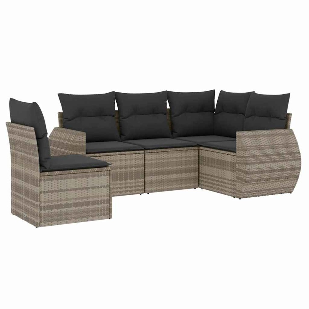 vidaXL Set canapele de grădină cu perne, 5 piese gri deschis poliratan