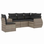 vidaXL Set canapele de grădină cu perne, 5 piese gri deschis poliratan
