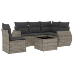 vidaXL Set mobilier grădină cu perne, 6 piese, gri, poliratan