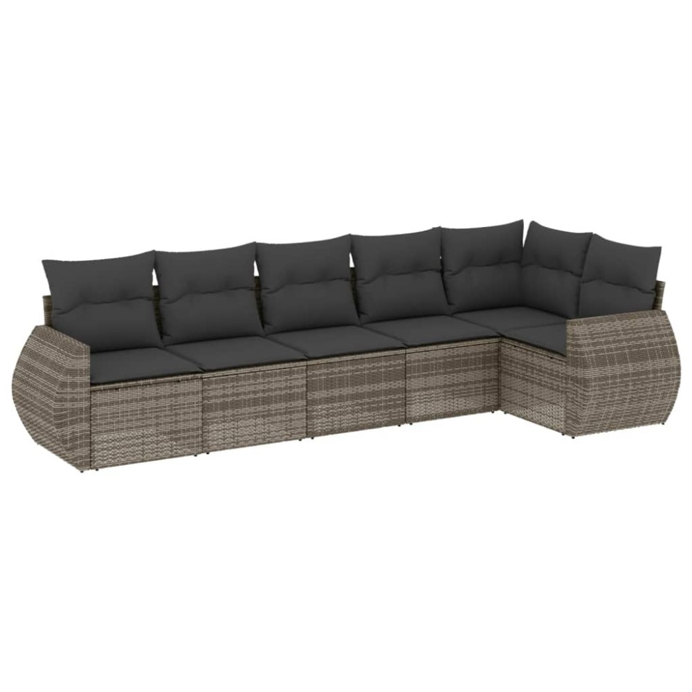 vidaXL Set mobilier grădină cu perne, 6 piese, gri, poliratan
