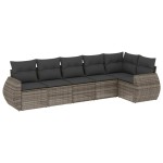 vidaXL Set mobilier grădină cu perne, 6 piese, gri, poliratan