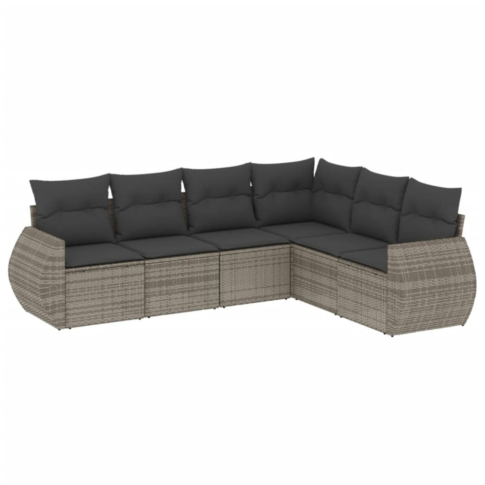 vidaXL Set mobilier grădină cu perne, 6 piese, gri, poliratan