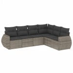vidaXL Set mobilier grădină cu perne, 6 piese, gri, poliratan