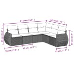 vidaXL Set mobilier grădină cu perne, 6 piese, gri, poliratan