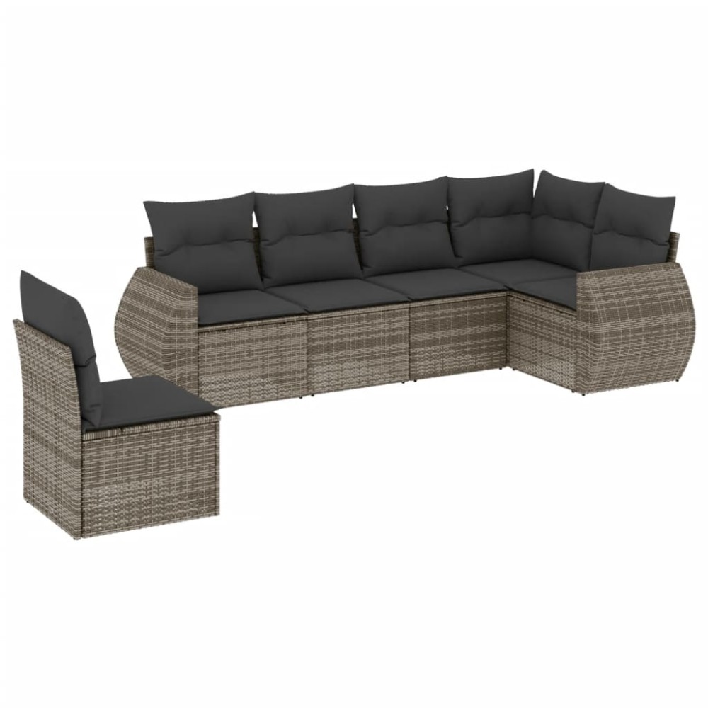 vidaXL Set mobilier grădină cu perne, 6 piese, gri, poliratan