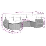 vidaXL Set mobilier grădină cu perne, 6 piese, gri, poliratan