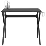 vidaXL Birou de gaming cu picioare în formă de K, negru, 90x60x75 cm
