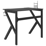 vidaXL Birou de gaming cu picioare în formă de K, negru, 90x60x75 cm