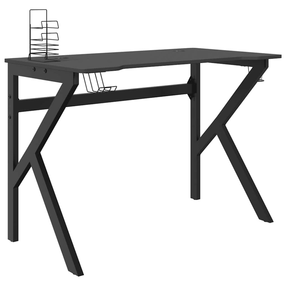 vidaXL Birou de gaming cu picioare formă K, negru, 110x60x75 cm