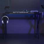 vidaXL Birou de gaming cu picioare formă K, negru, 110x60x75 cm