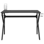 vidaXL Birou de gaming cu picioare formă K, negru, 110x60x75 cm