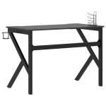 vidaXL Birou de gaming cu picioare formă K, negru, 110x60x75 cm