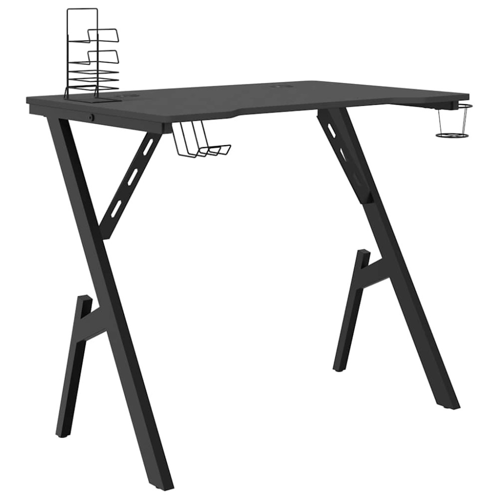 vidaXL Birou de gaming cu picioare în formă de Y, negru, 90x60x75 cm