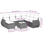 vidaXL Set mobilier de grădină cu perne, 8 piese, negru, poliratan
