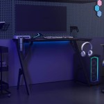 vidaXL Birou de gaming cu picioare formă Y, negru, 110x60x75 cm