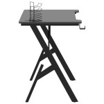 vidaXL Birou de gaming cu picioare formă Y, negru, 110x60x75 cm