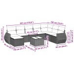 vidaXL Set mobilier de grădină cu perne, 8 piese gri deschis poliratan