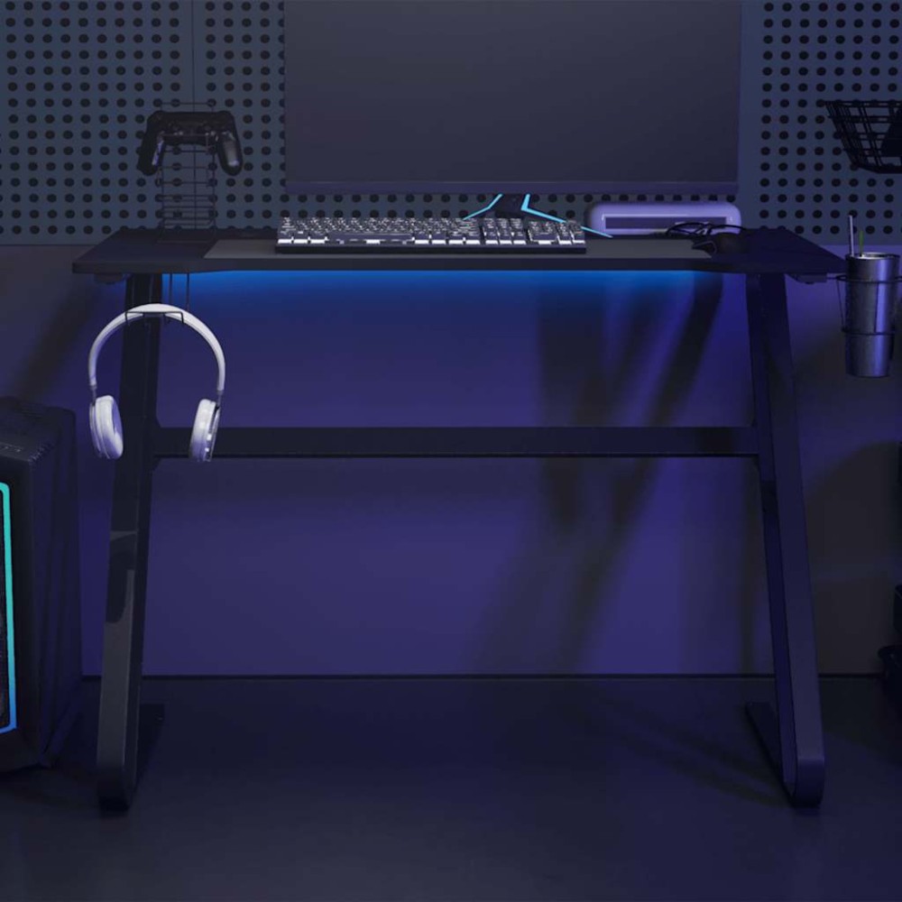 vidaXL Birou de gaming cu picioare în formă de ZZ, negru, 110x60x75 cm