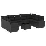 vidaXL Set canapele de grădină cu perne, 10 piese, negru, poliratan vidaXL Set canapele de grădină cu perne, 10 piese, negru, poliratan