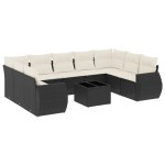 vidaXL Set canapele de grădină cu perne, 10 piese, negru, poliratan vidaXL Set canapele de grădină cu perne, 10 piese, negru, poliratan