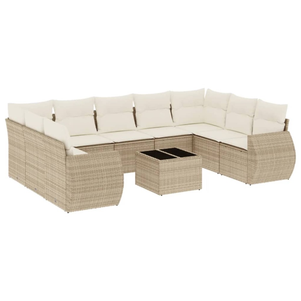 vidaXL Set canapele de grădină cu perne, 10 piese, bej, poliratan