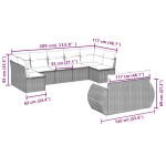 vidaXL Set mobilier de grădină cu perne, 9 piese, negru, poliratan