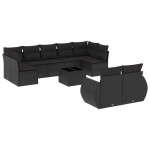vidaXL Set canapele de grădină cu perne, 10 piese, negru, poliratan vidaXL Set canapele de grădină cu perne, 10 piese, negru, poliratan