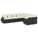 vidaXL Set mobilier de grădină cu perne, 9 piese, negru, poliratan vidaXL Set mobilier de grădină cu perne, 9 piese, negru, poliratan