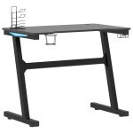 vidaXL Birou de gaming LED cu picioare în formă de Z negru 90x60x75 cm