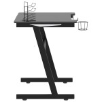 vidaXL Birou de gaming LED cu picioare în formă de Z negru 90x60x75 cm