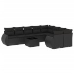 vidaXL Set canapele de grădină cu perne, 10 piese, negru, poliratan