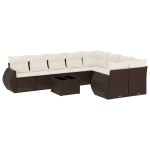 vidaXL Set canapele de grădină cu perne, 10 piese, maro, poliratan