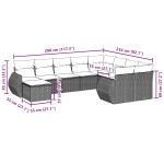 vidaXL Set canapele de grădină cu perne, 10 piese, negru, poliratan