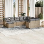 vidaXL Set canapele de grădină cu perne, 10 piese, bej, poliratan