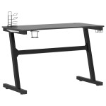 vidaXL Birou de gaming cu picioare formă Z, negru, 110x60x75 cm, LED
