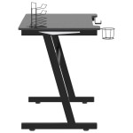 vidaXL Birou de gaming cu picioare formă Z, negru, 110x60x75 cm, LED