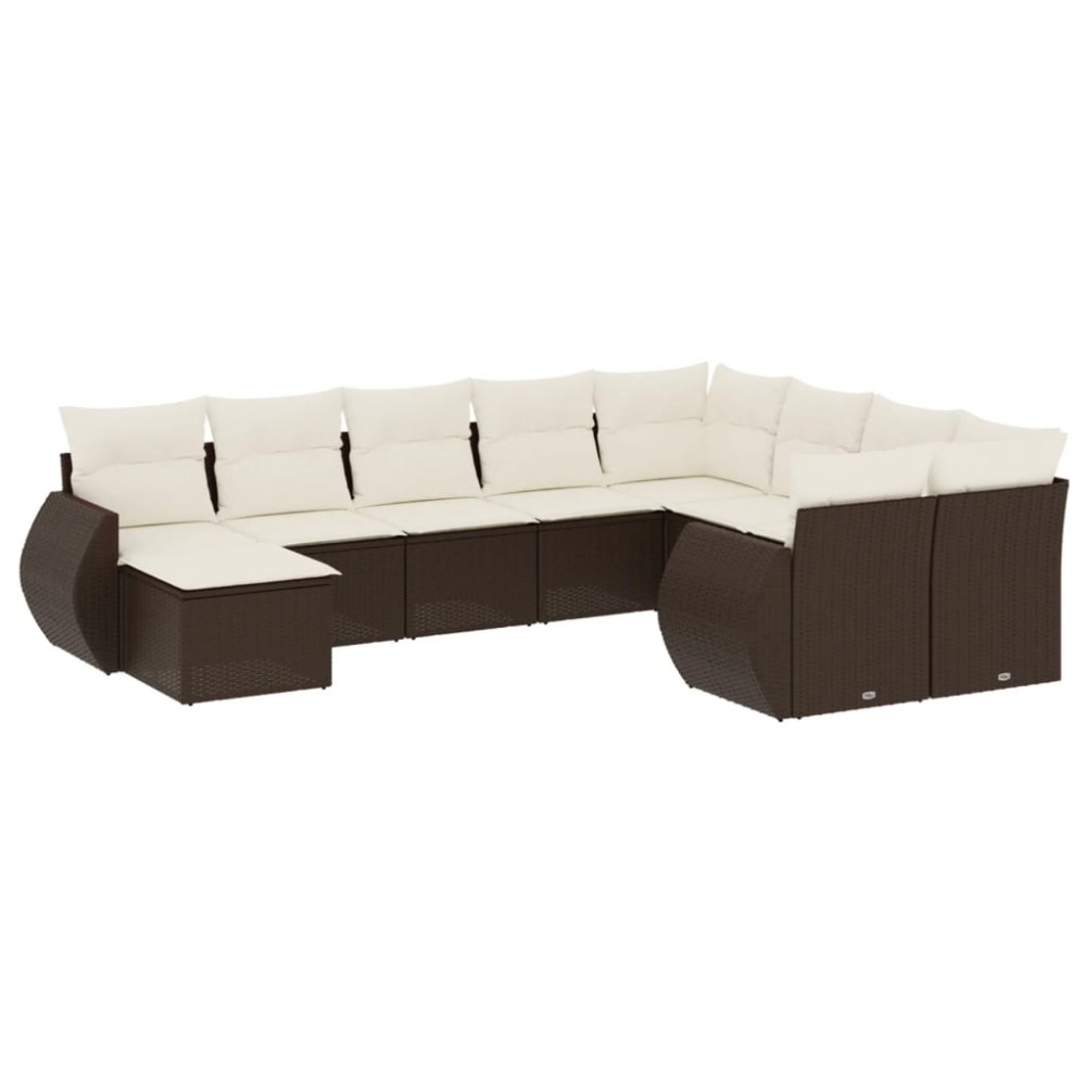 vidaXL Set canapele de grădină cu perne, 10 piese, maro, poliratan