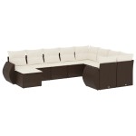 vidaXL Set canapele de grădină cu perne, 10 piese, maro, poliratan