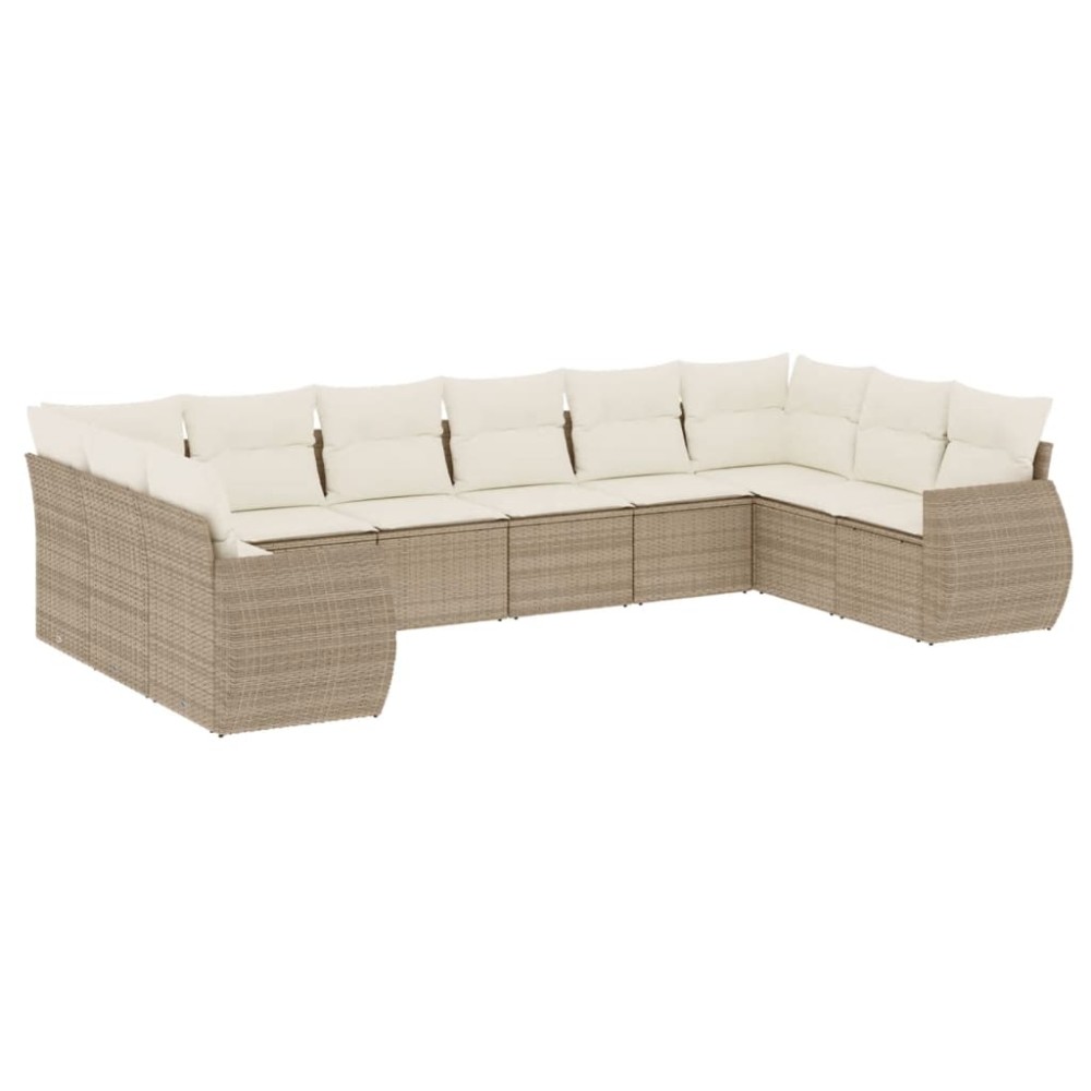 vidaXL Set canapele de grădină cu perne, 10 piese, bej, poliratan